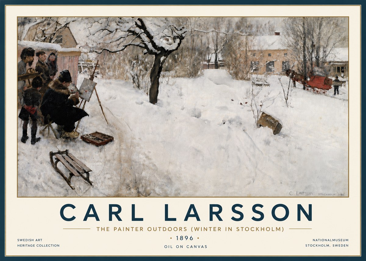 Carl Larsson The Painter Outdoors (Winter in Stockholm) No6 - Plakat
