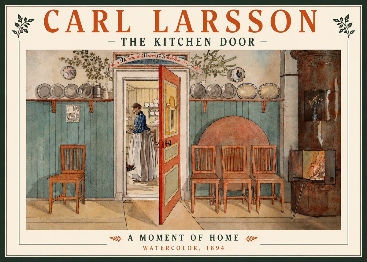 Carl Larsson The Kitchen Door No5 - Plakat