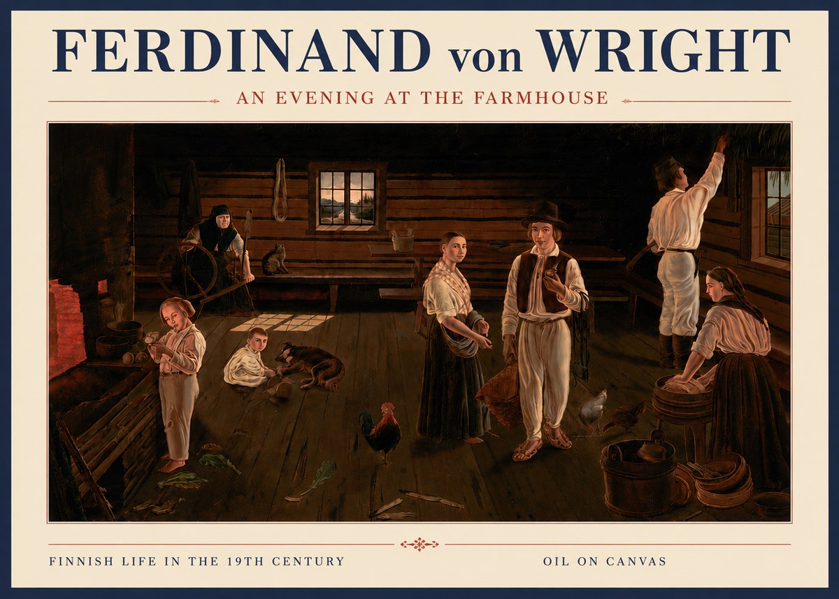 Ferdinand von Wright An Evening at the Farmhouse No6 - Plakat