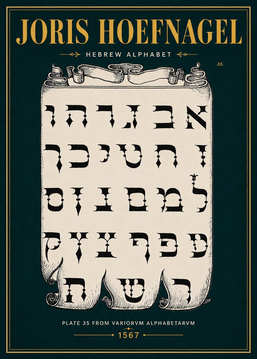 Joris Hoefnagel Hebrew Alphabet No4 - Plakat