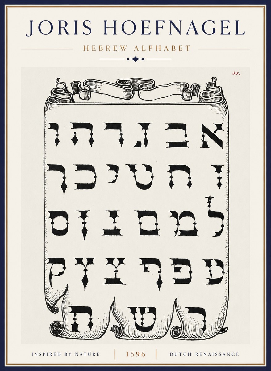 Joris Hoefnagel Hebrew Alphabet No5 - Plakat