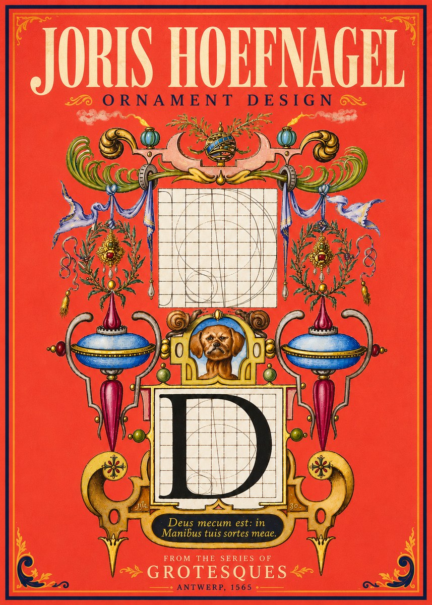 Joris Hoefnagel Illuminated Initial 'D' No6 - Plakat