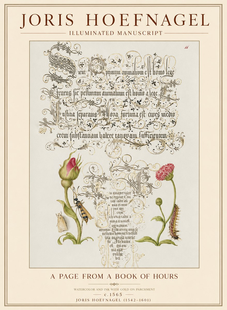 Joris Hoefnagel A Page from a Book of Hours No1 - Plakat