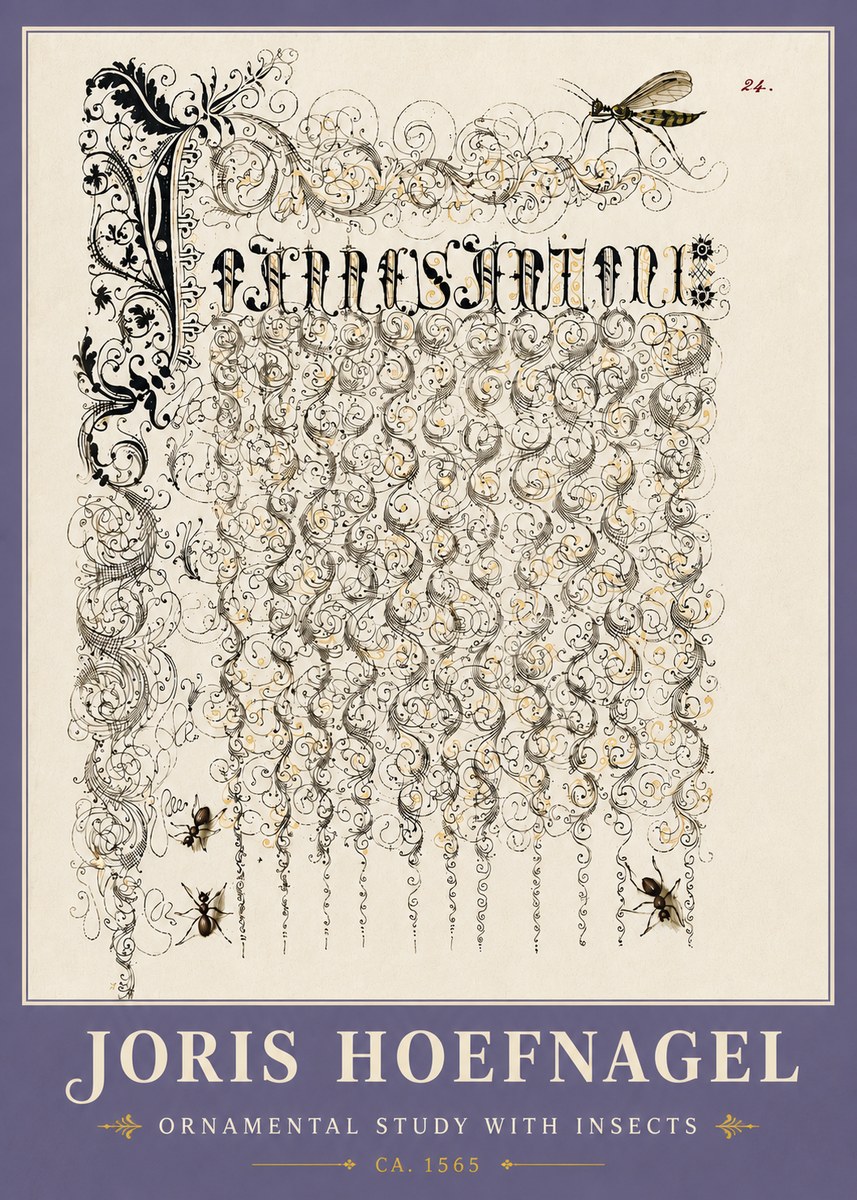 Joris Hoefnagel Ornamental Study with Insects No6 - Plakat
