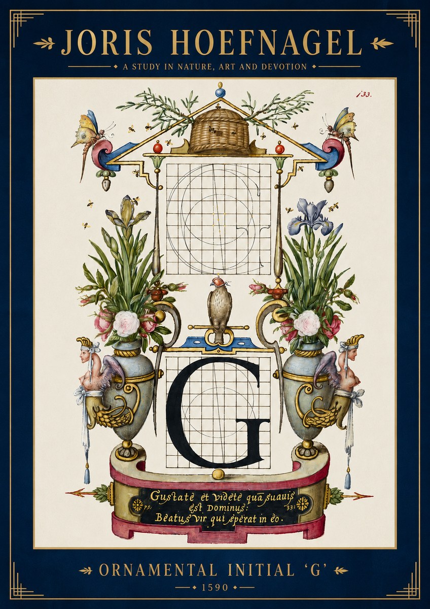 Joris Hoefnagel Ornamental Initial 'G' No3 - Plakat