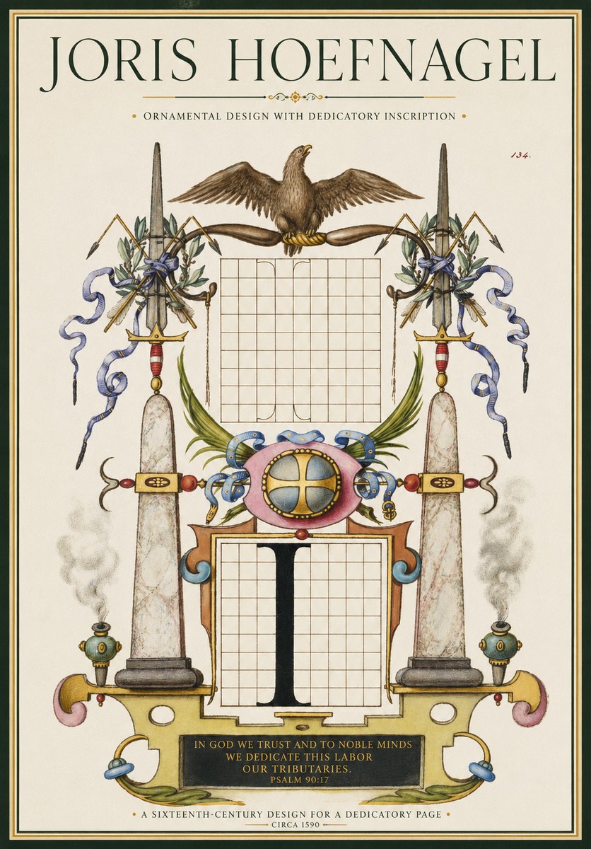 Joris Hoefnagel Ornamental Design with Dedicatory Inscription No1 - Plakat