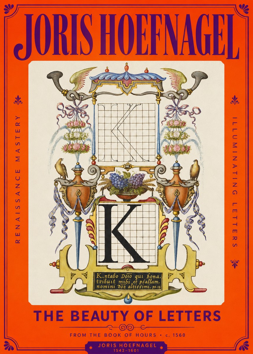 Joris Hoefnagel Illuminated Initial "K" from the Book of Hours No2 - Plakat