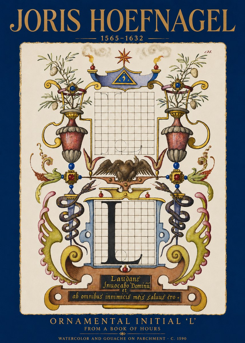 Joris Hoefnagel Ornamental Initial 'L' No2 - Plakat