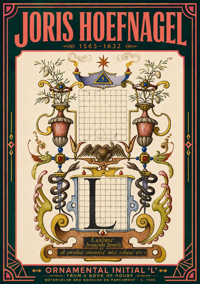 Joris Hoefnagel Ornamental Initial 'L' No5 - Plakat