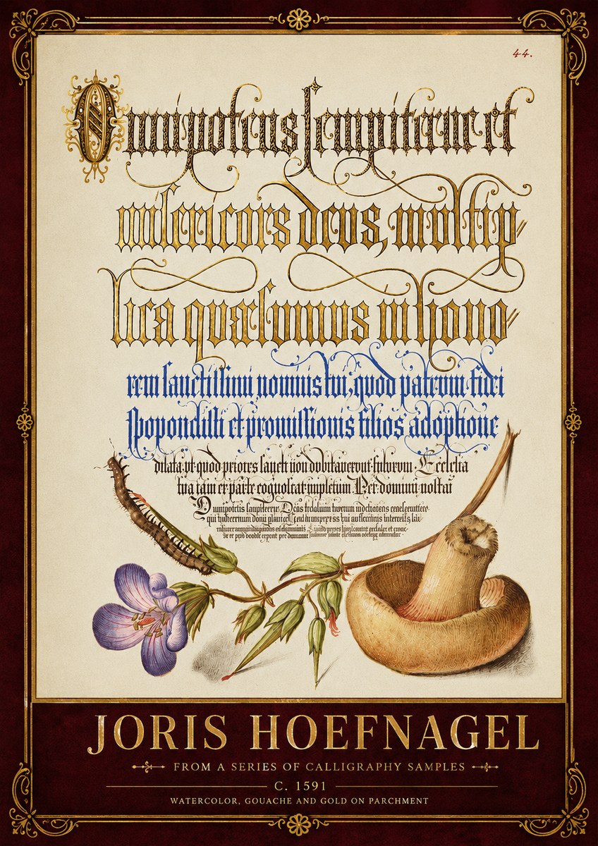 Joris Hoefnagel From a Series of Calligraphy Samples No6 - Plakat