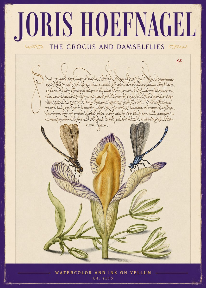 Joris Hoefnagel The Crocus and Damselflies No2 - Plakat