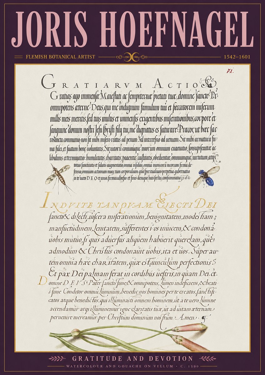 Joris Hoefnagel Thanksgiving to God • Institute for Botanical Studies No4 - Plakat