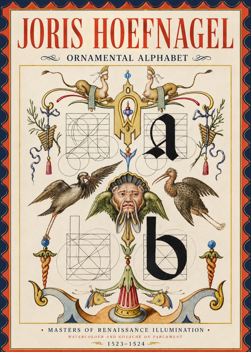 Joris Hoefnagel Ornamental Alphabet No4 - Plakat