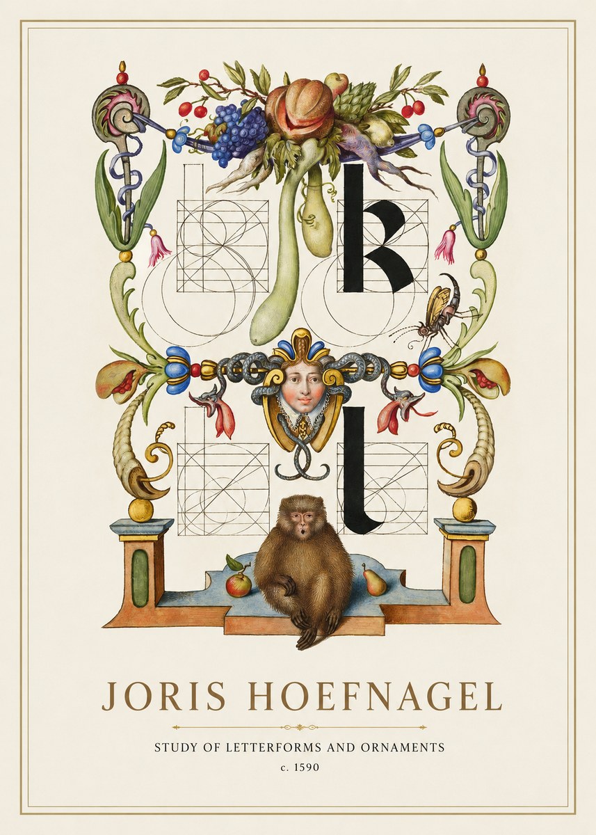 Joris Hoefnagel Study of Letterforms and Ornaments No1 - Plakat