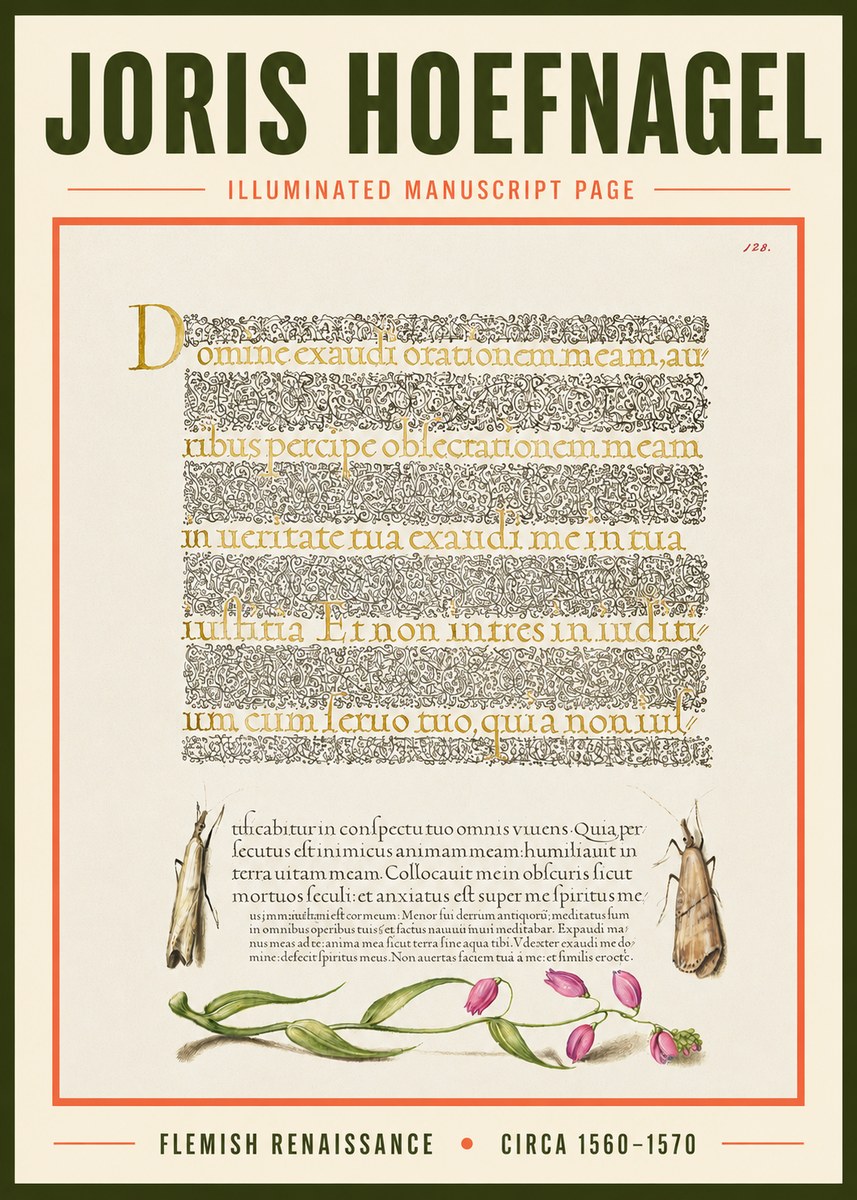 Joris Hoefnagel Illuminated Manuscript Page II No3 - Plakat
