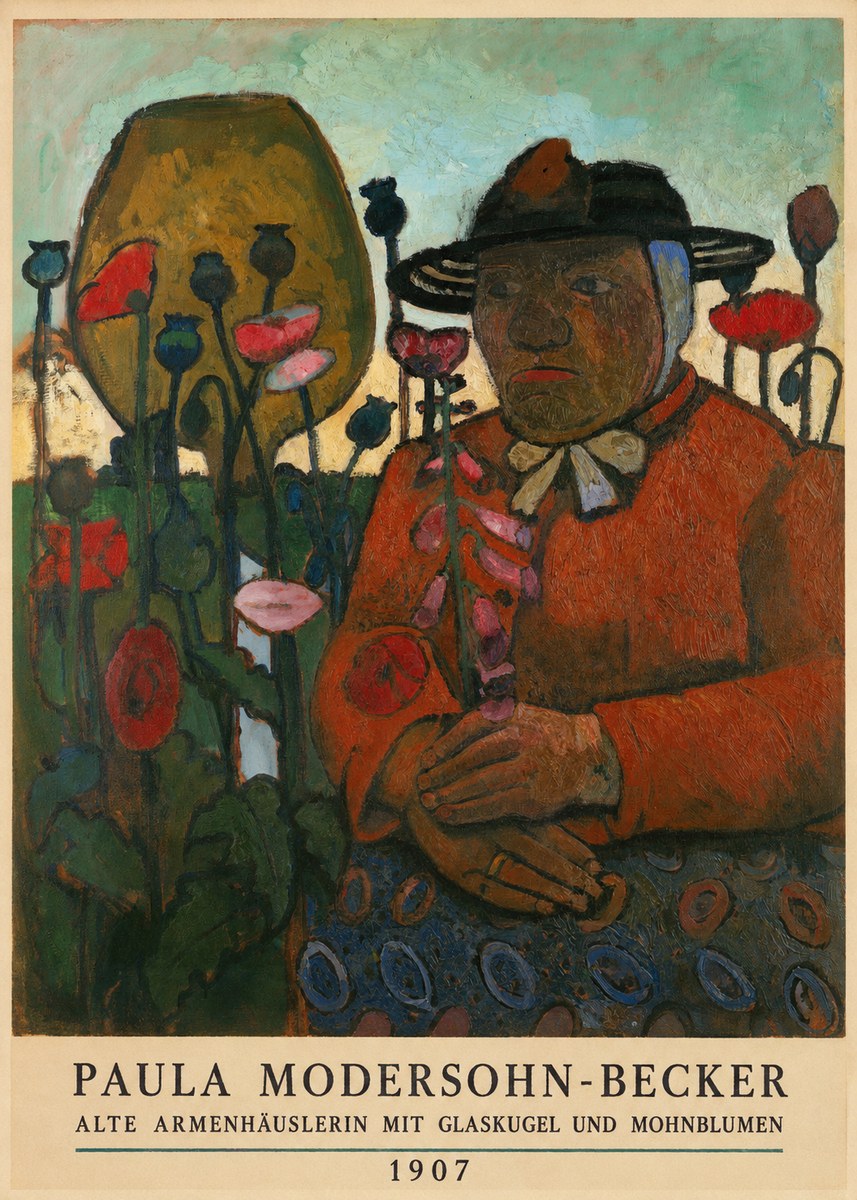 Paula Modersohn-Becker Alte Armenhäuslerin Mit Glaskugel Und Mohnblumen No5 - Plakat