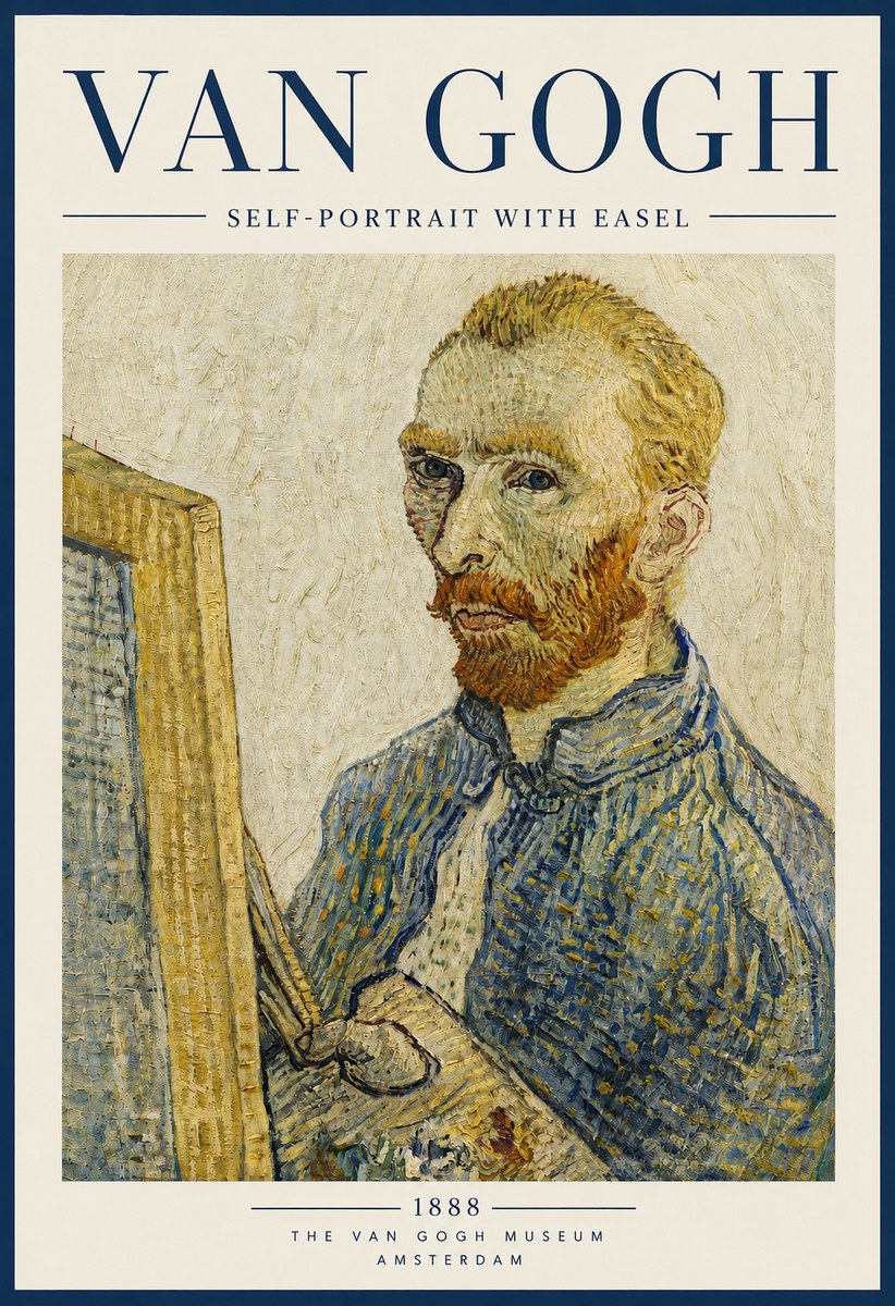 Van Gogh Self-portrait with Easel I No5 - Plakat