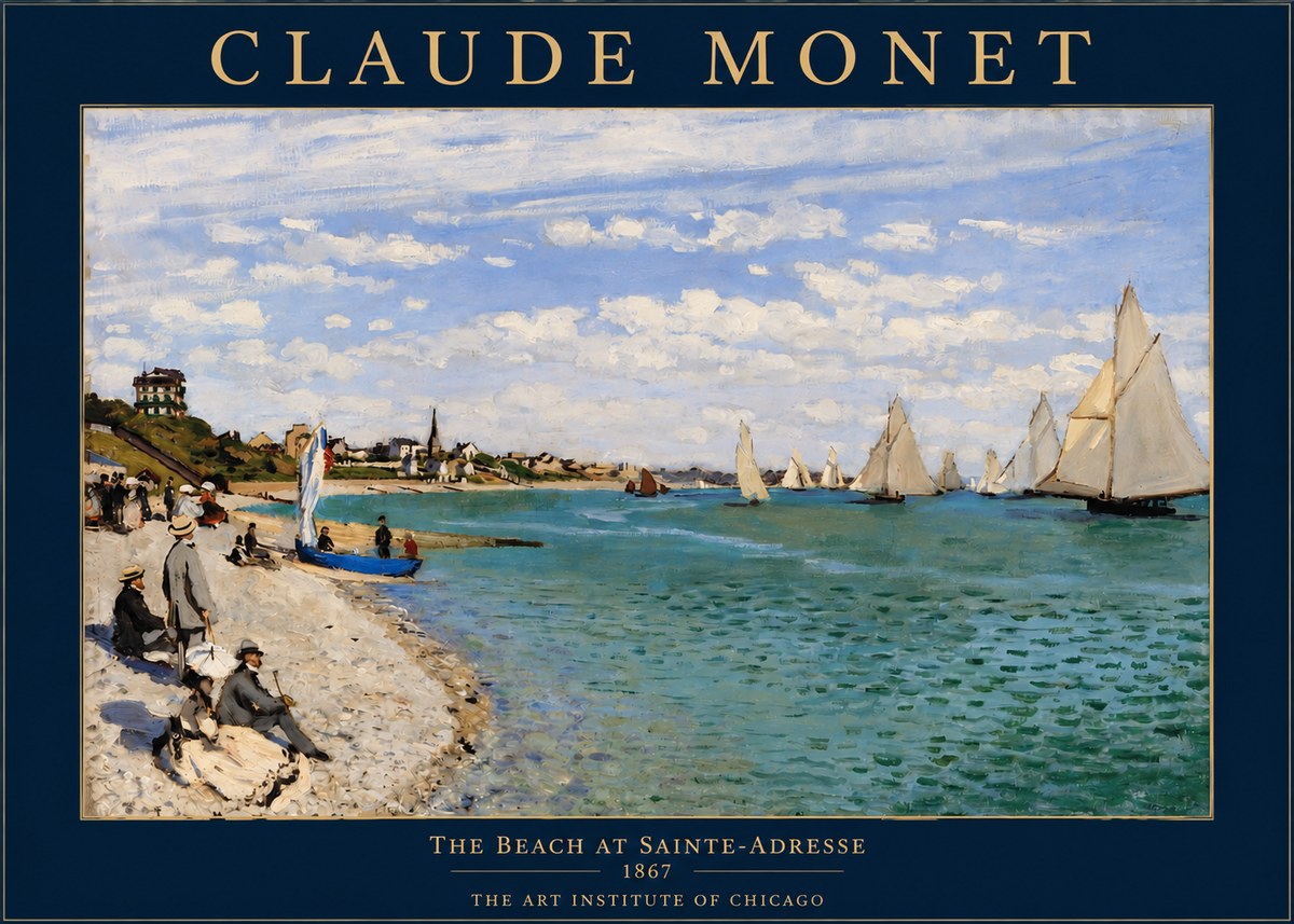 Monet The Beach at Sainte-adresse IV No2 - Plakat