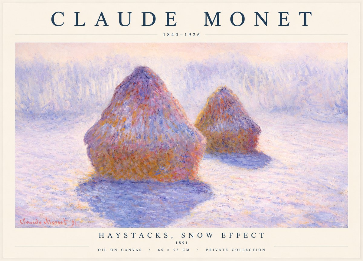 Monet Haystacks, Snow Effect No1 - Plakat