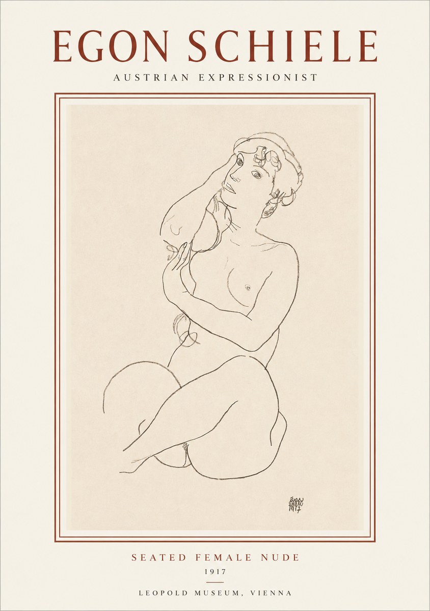 Schiele Seated Female Nude No1 - Plakat