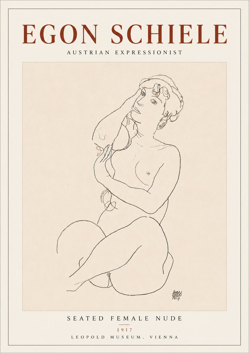 Schiele Seated Female Nude No4 - Plakat