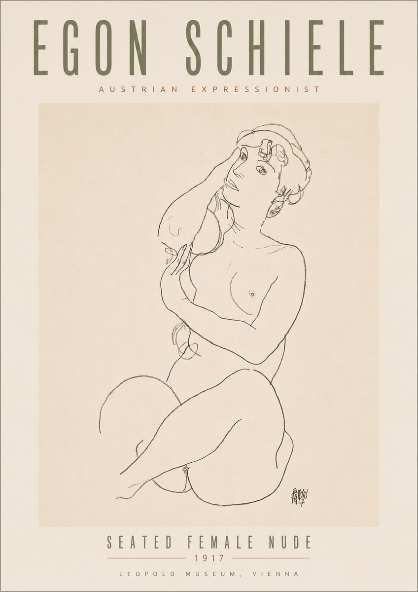 Schiele Seated Female Nude No5 - Plakat