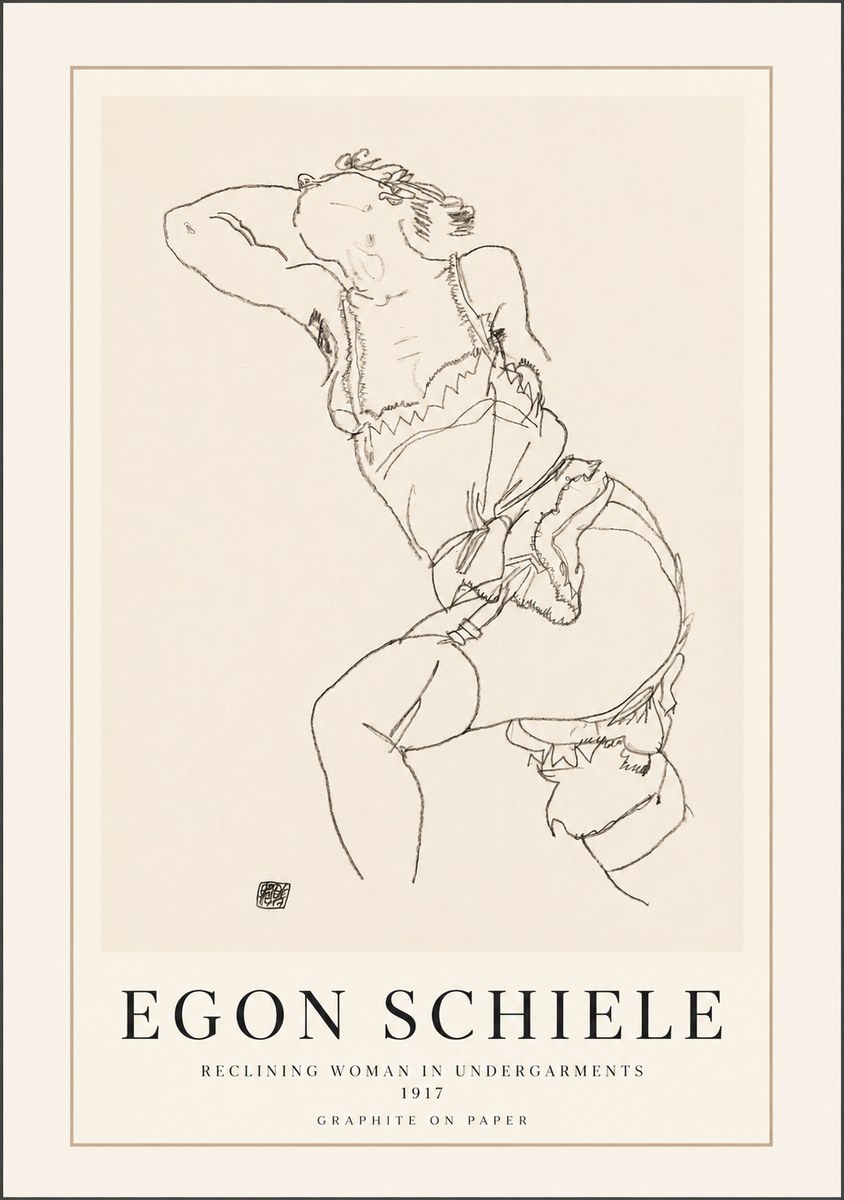 Schiele Reclining Woman in Undergarments No1 - Plakat