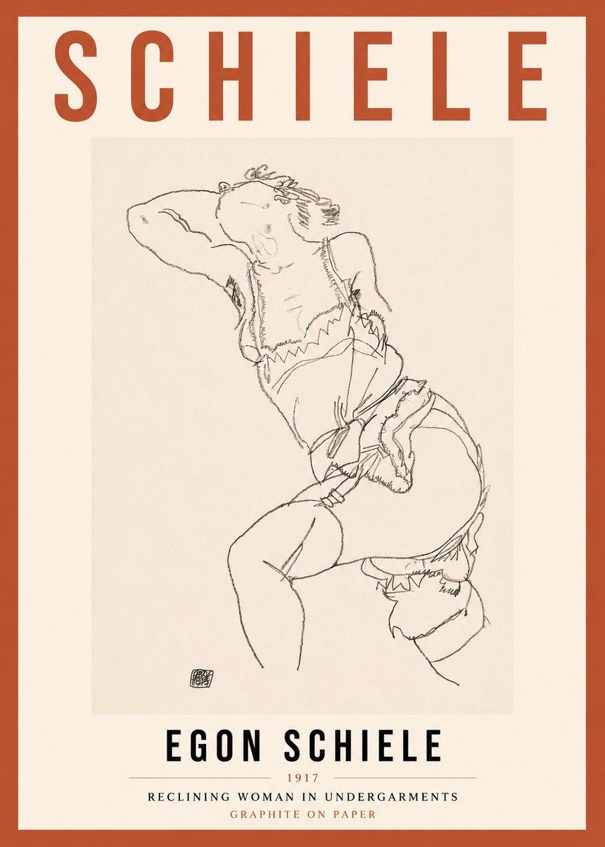 Schiele Reclining Woman in Undergarments No3 - Plakat
