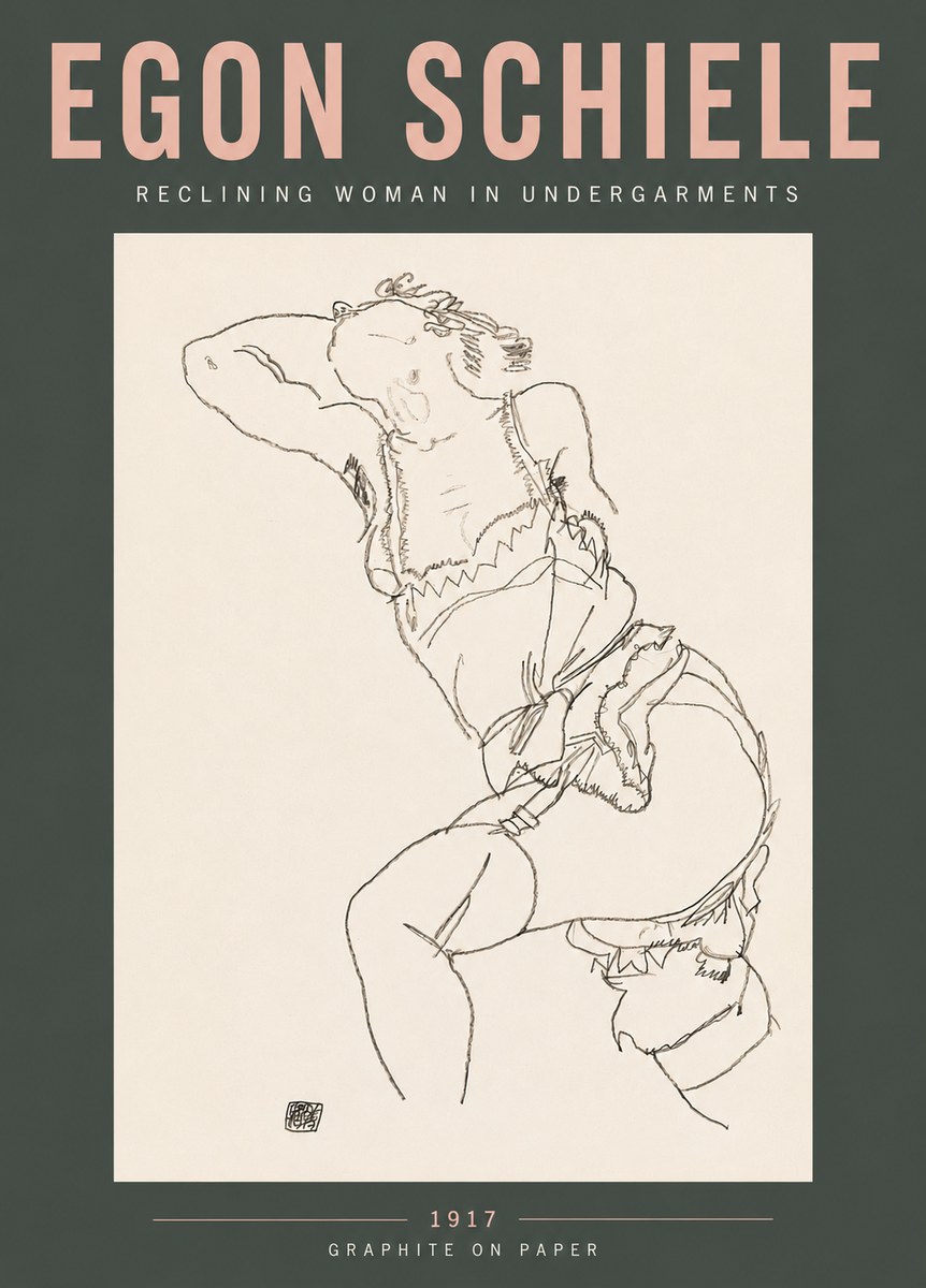 Schiele Reclining Woman in Undergarments No5 - Plakat