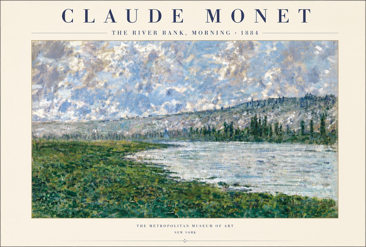 Monet The River Bank, Morning No4 - Plakat