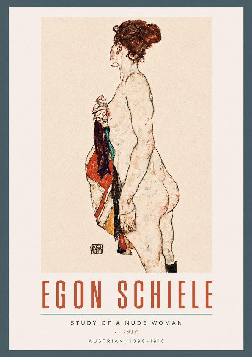 Schiele Study of a Nude Woman No2 - Plakat