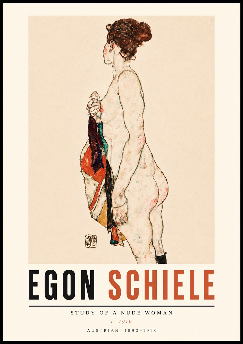 Schiele Study of a Nude Woman No3 - Plakat