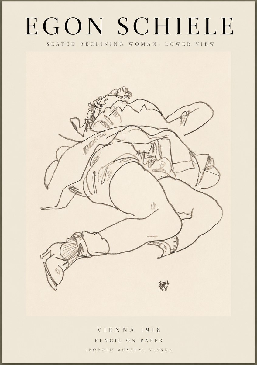 Schiele Seated Reclining Woman, Lower View No1 - Plakat