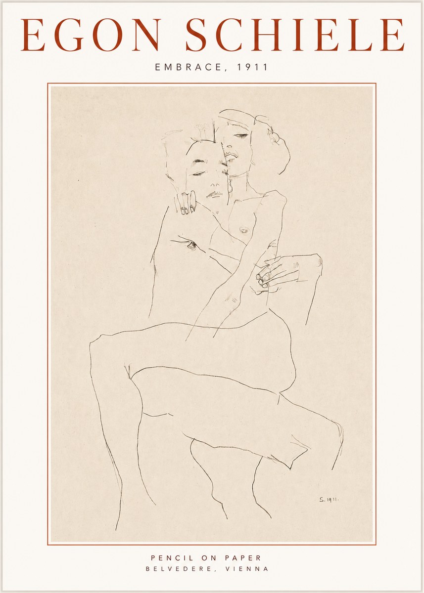 Schiele Embrace, 1911 No3 - Plakat