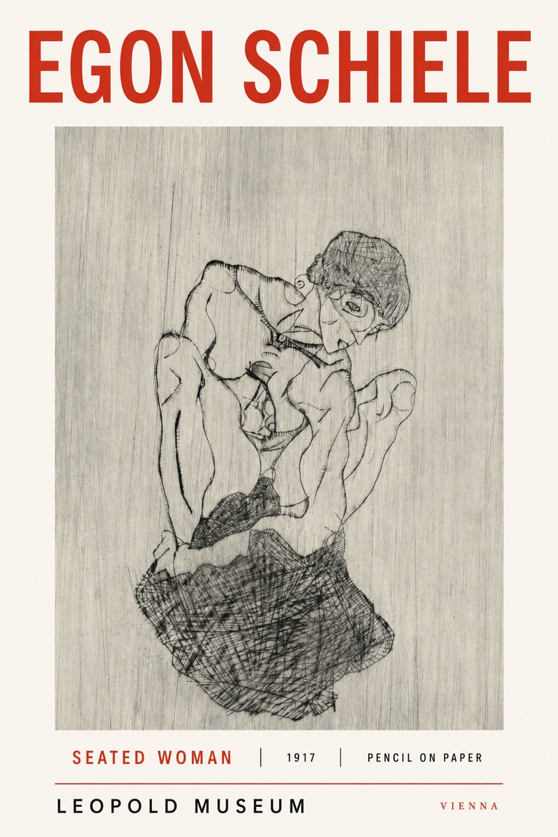 Schiele Seated Woman No3 - Plakat