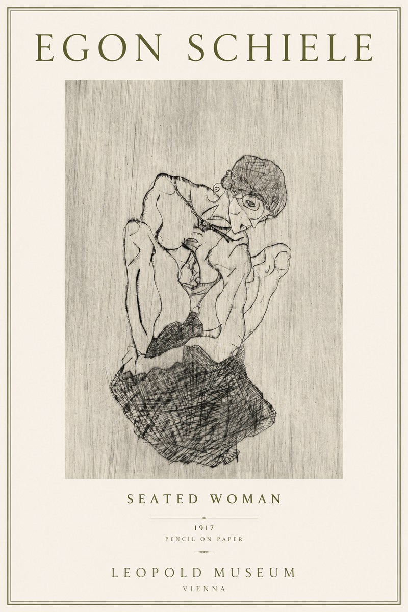 Schiele Seated Woman No4 - Plakat