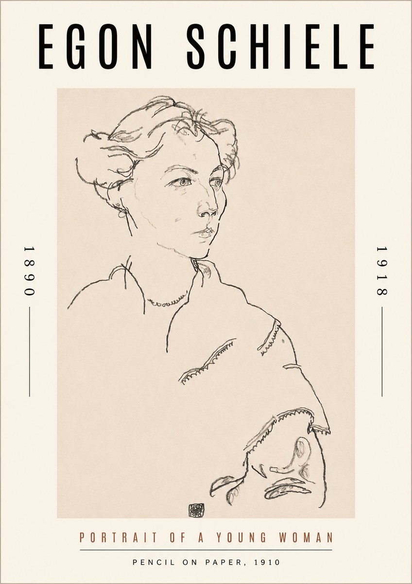 Schiele Portrait of a Young Woman No3 - Plakat