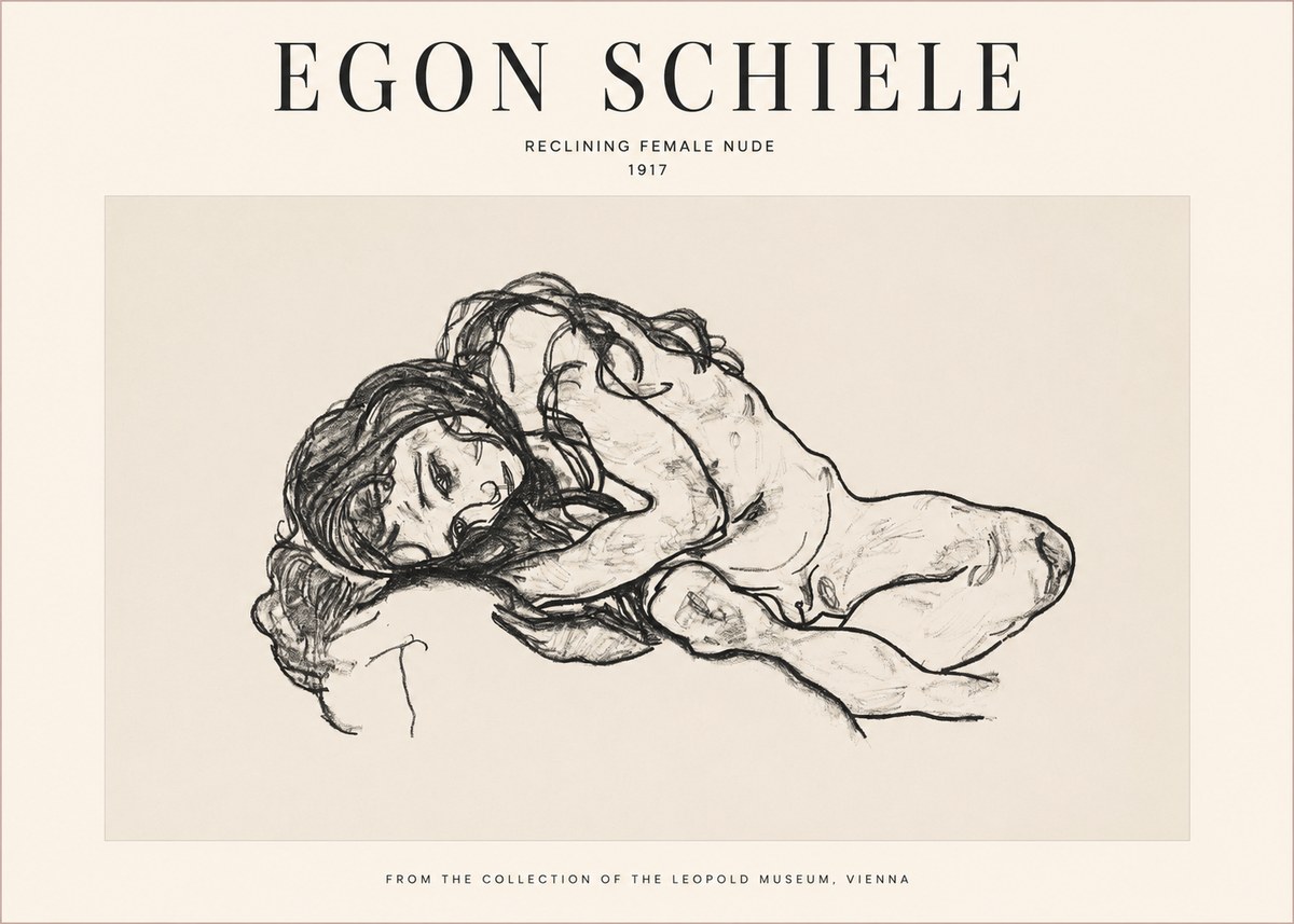 Schiele Reclining Female Nude No1 - Plakat