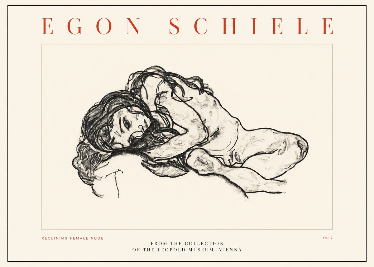 Schiele Reclining Female Nude No2 - Plakat