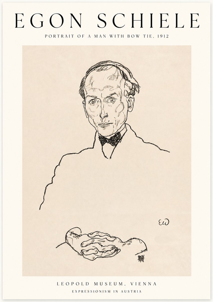 Schiele Portrait of a Man with Bow Tie, 1912 No1 - Plakat