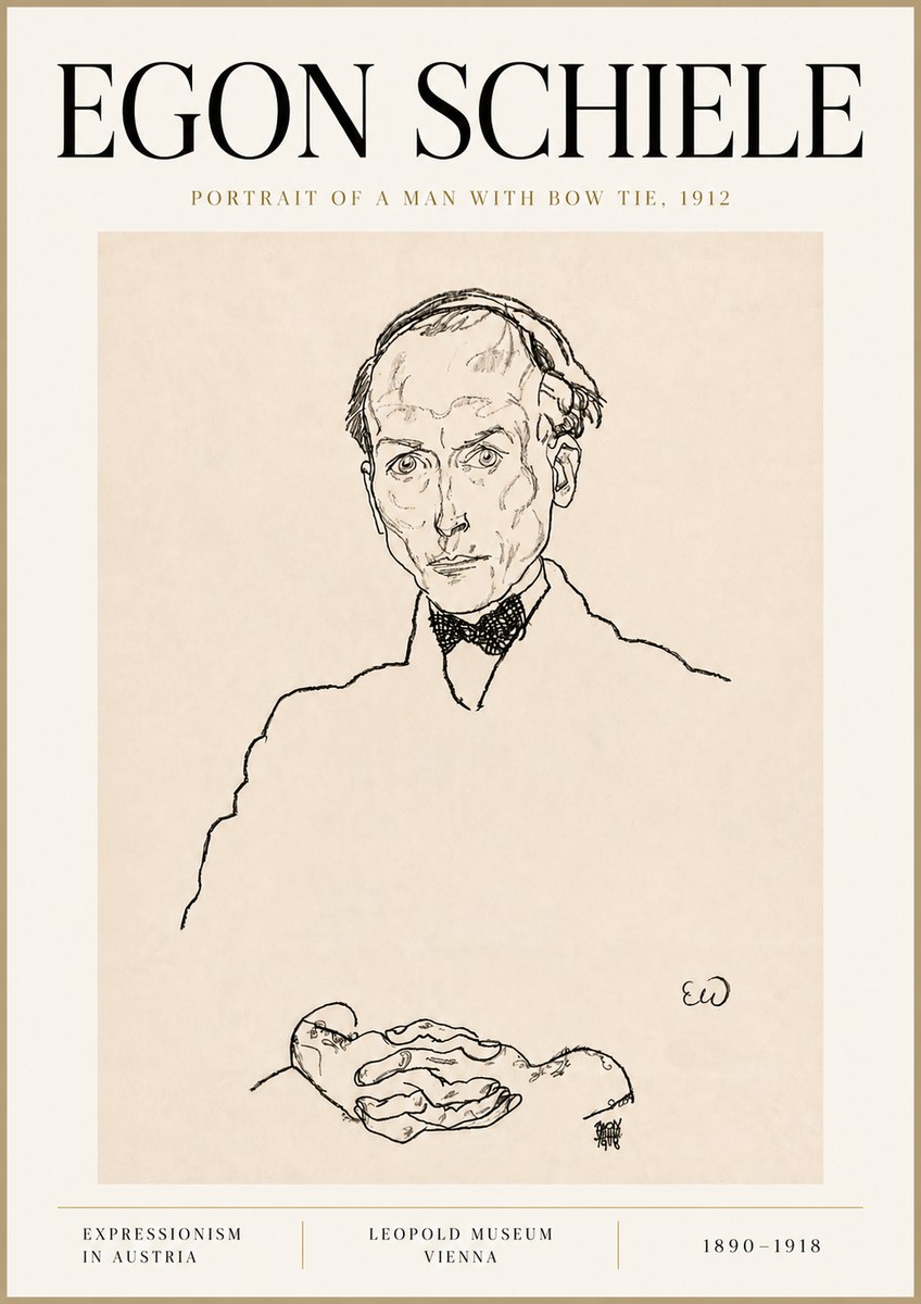 Schiele Portrait of a Man with Bow Tie, 1912 No6 - Plakat