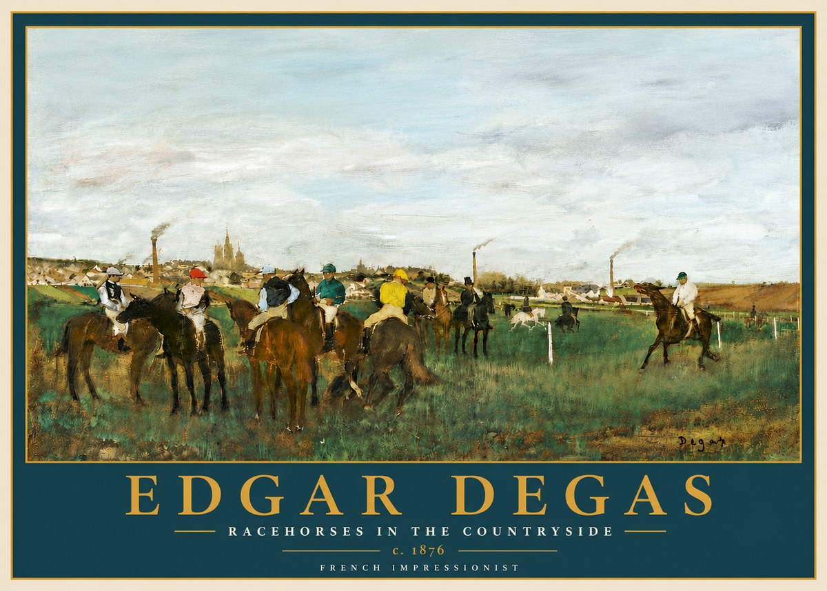 Edgar Degas Racehorses in the Countryside No6 - Plakat