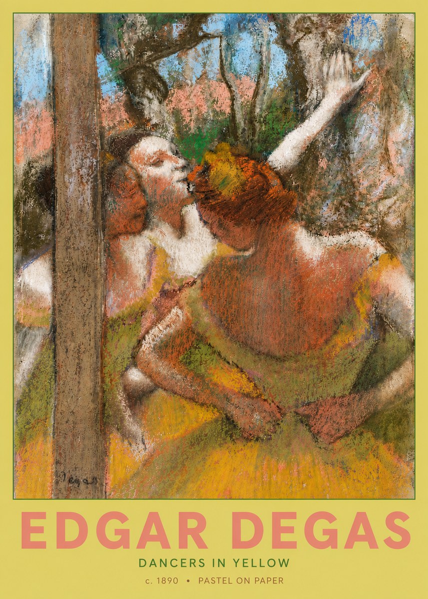 Edgar Degas Dancers in Yellow No4 - Plakat