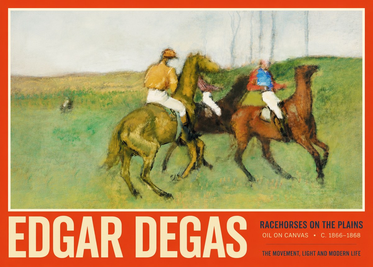 Edgar Degas Racehorses on the Plains No2 - Plakat