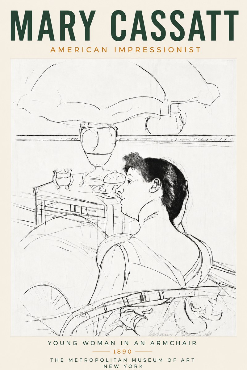 Mary Cassatt Young Woman in an Armchair No3 - Plakat