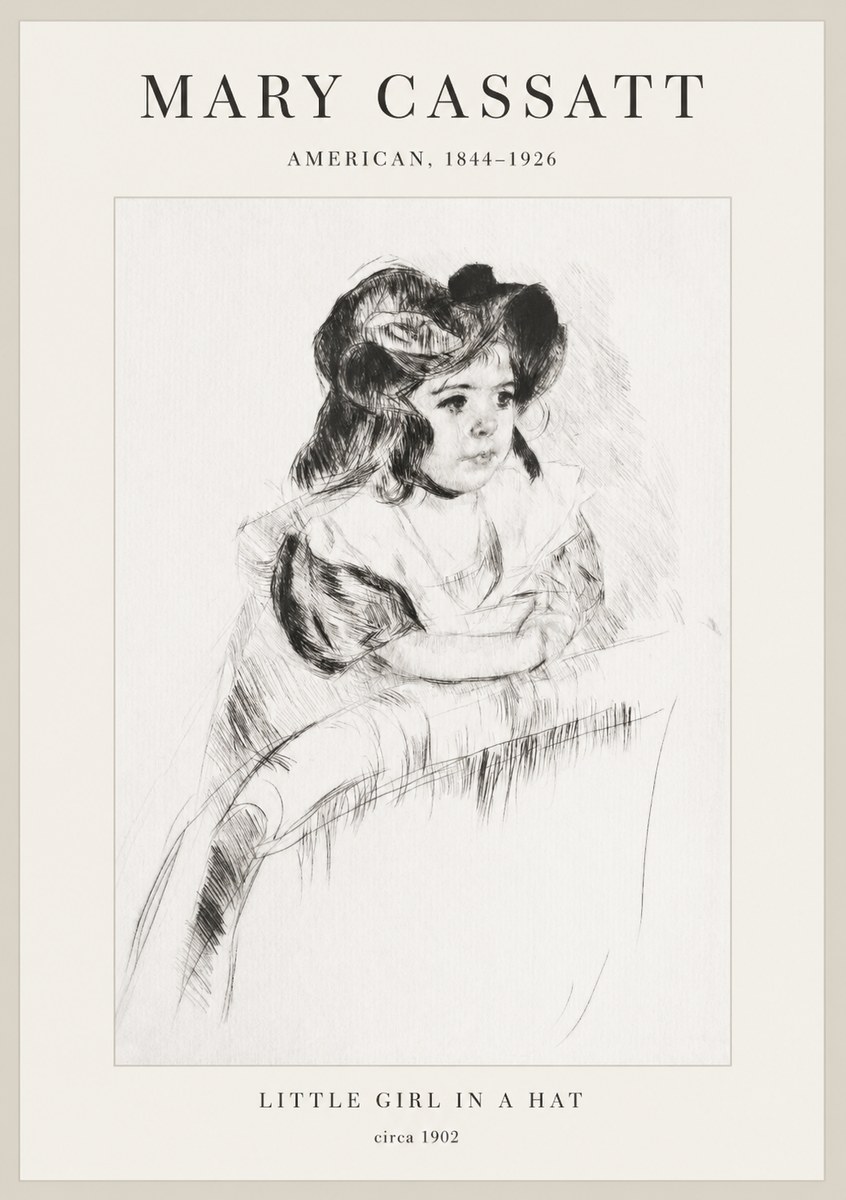 Mary Cassatt Little Girl in a Hat No1 - Plakat
