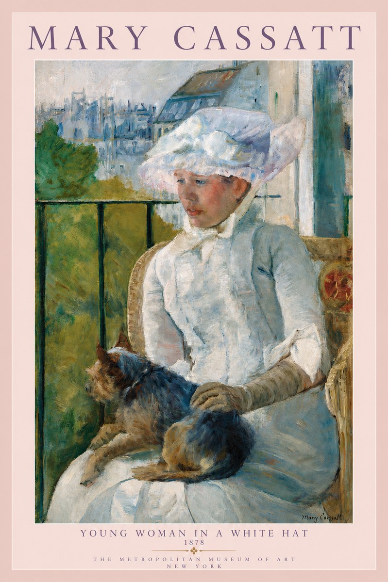 Mary Cassatt Young Woman in a White Hat No3 - Plakat