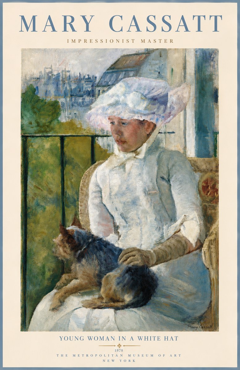 Mary Cassatt Young Woman in a White Hat No5 - Plakat