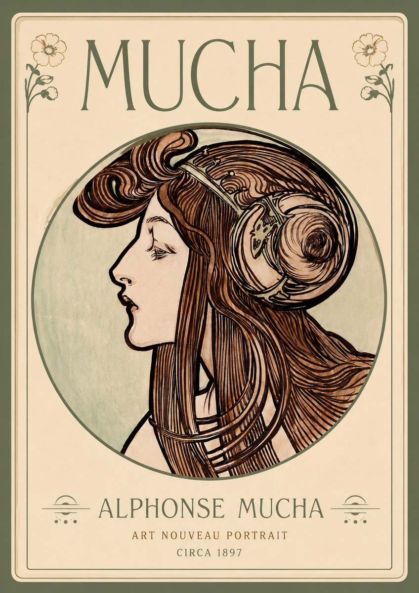 Mucha Art Nouveau Portrait II No4 - Plakat