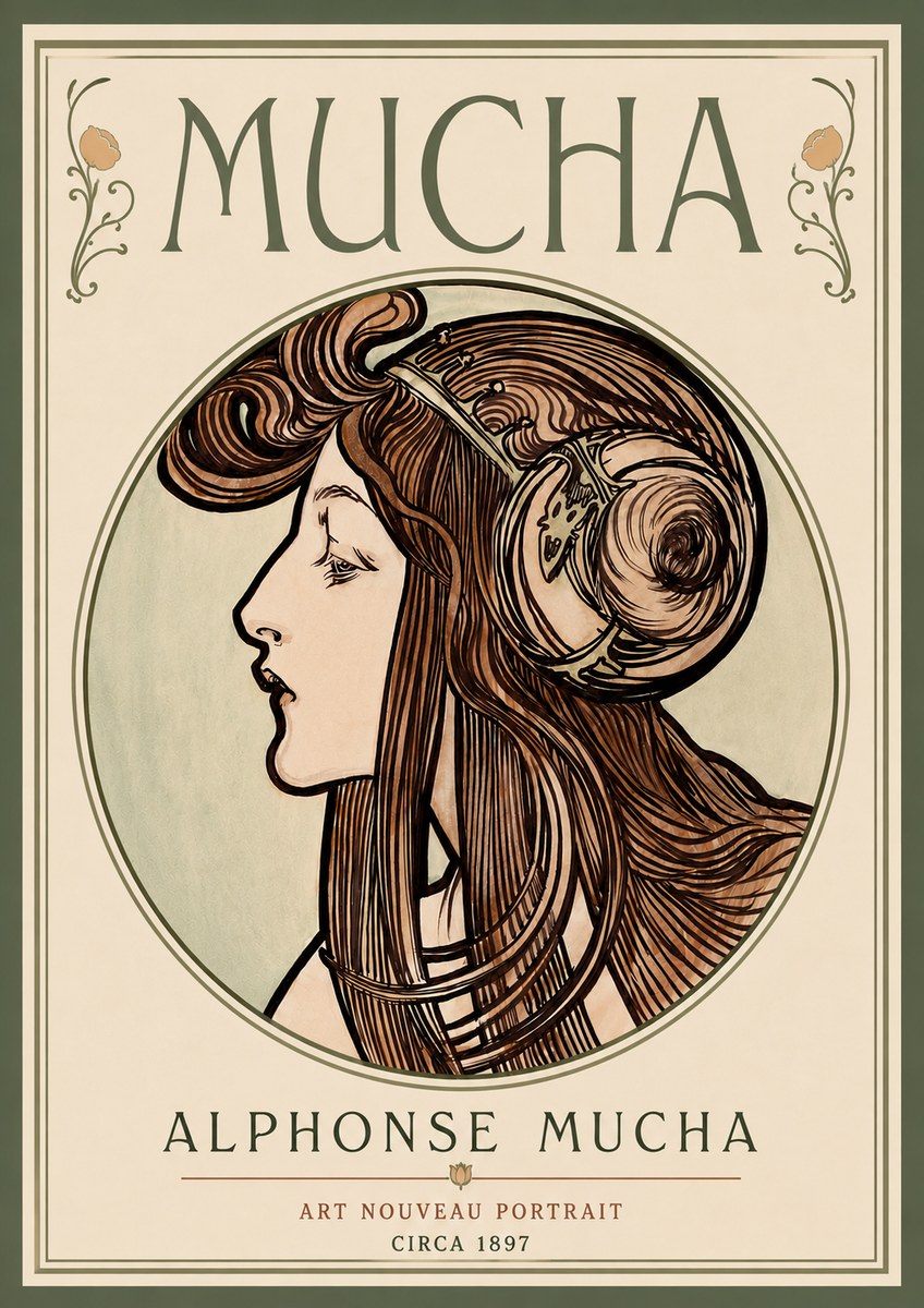 Mucha Art Nouveau Portrait II No6 - Plakat